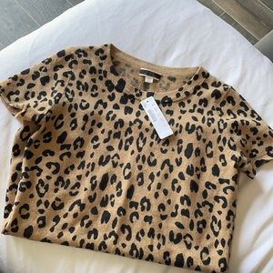 JCrew Leopard Cashmere Sweater Shirt